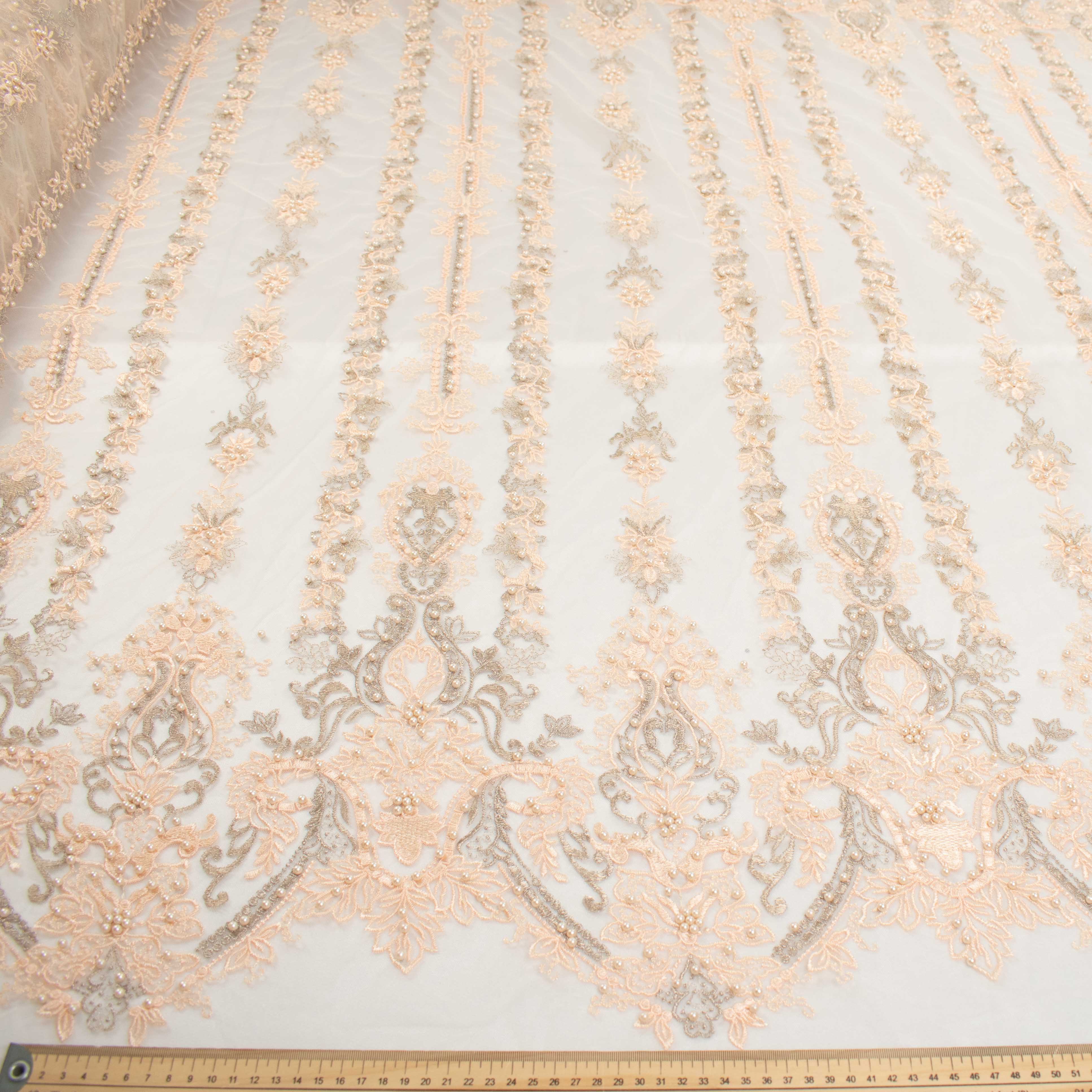 Heavy Pearl Metallic Embroidered Lace Skin