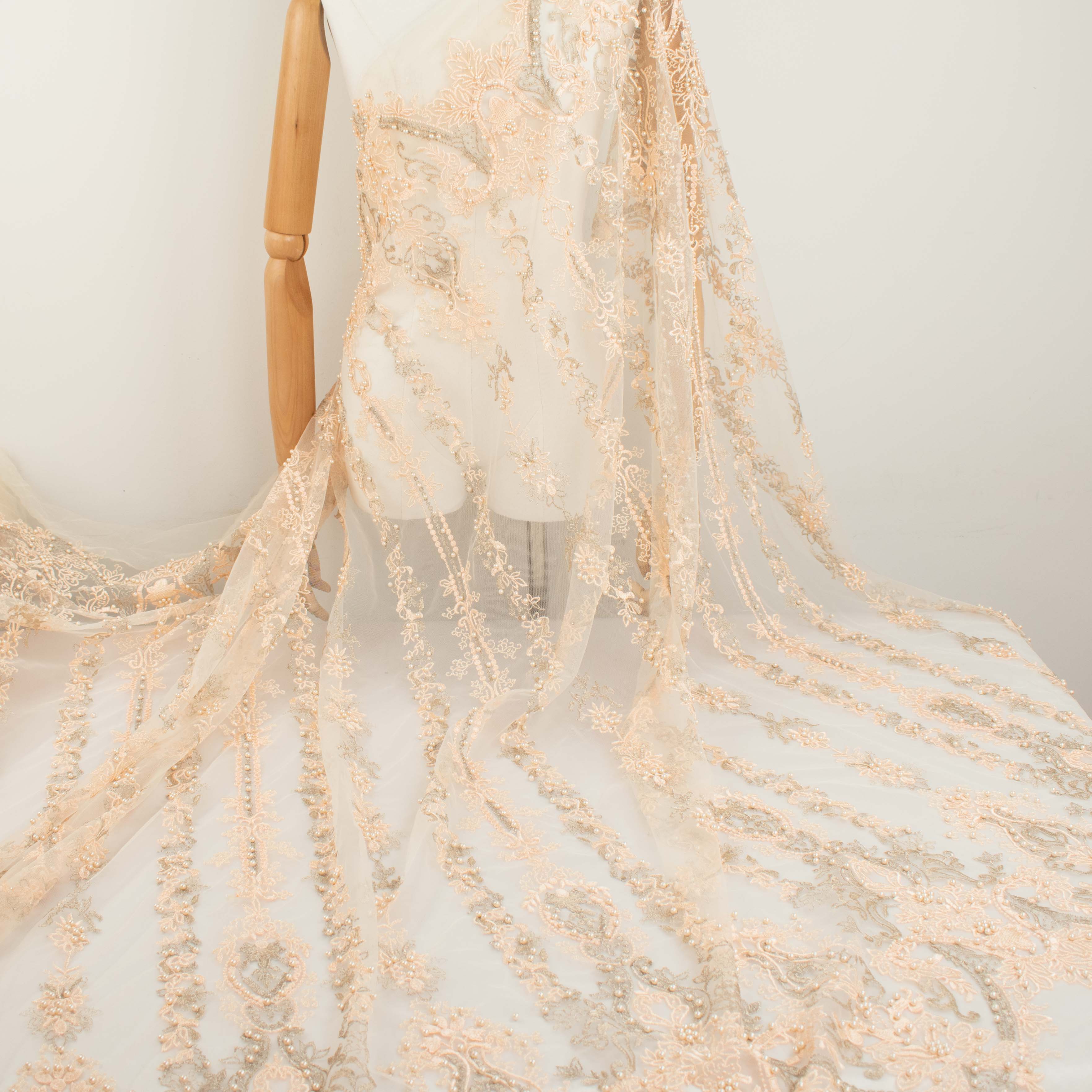 Heavy Pearl Metallic Embroidered Lace Skin