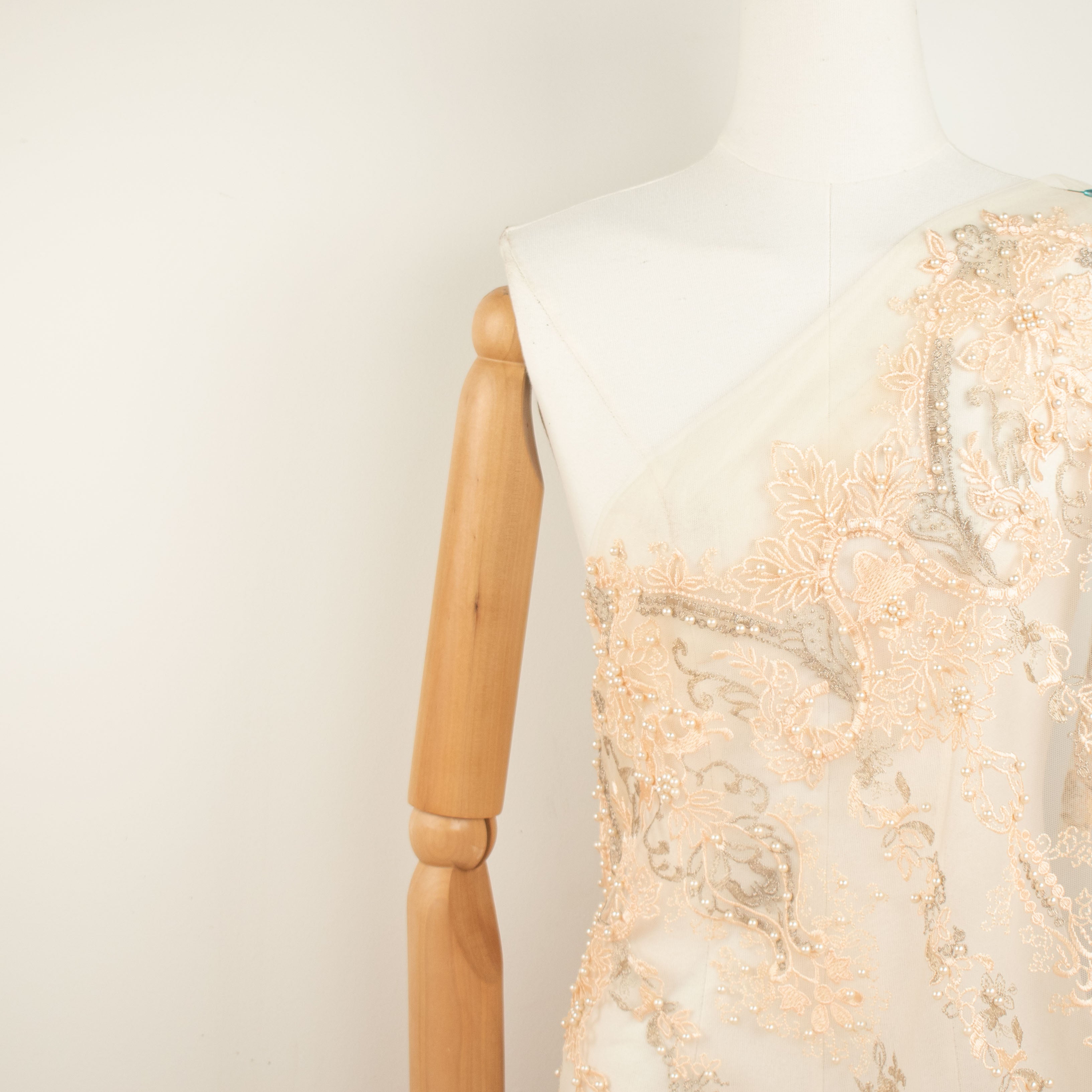 Heavy Pearl Metallic Embroidered Lace Skin