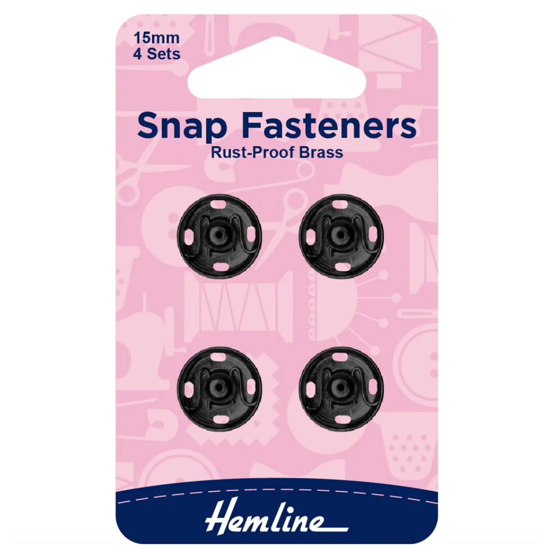 Hemline Snap Fasteners (Black - 15mm)