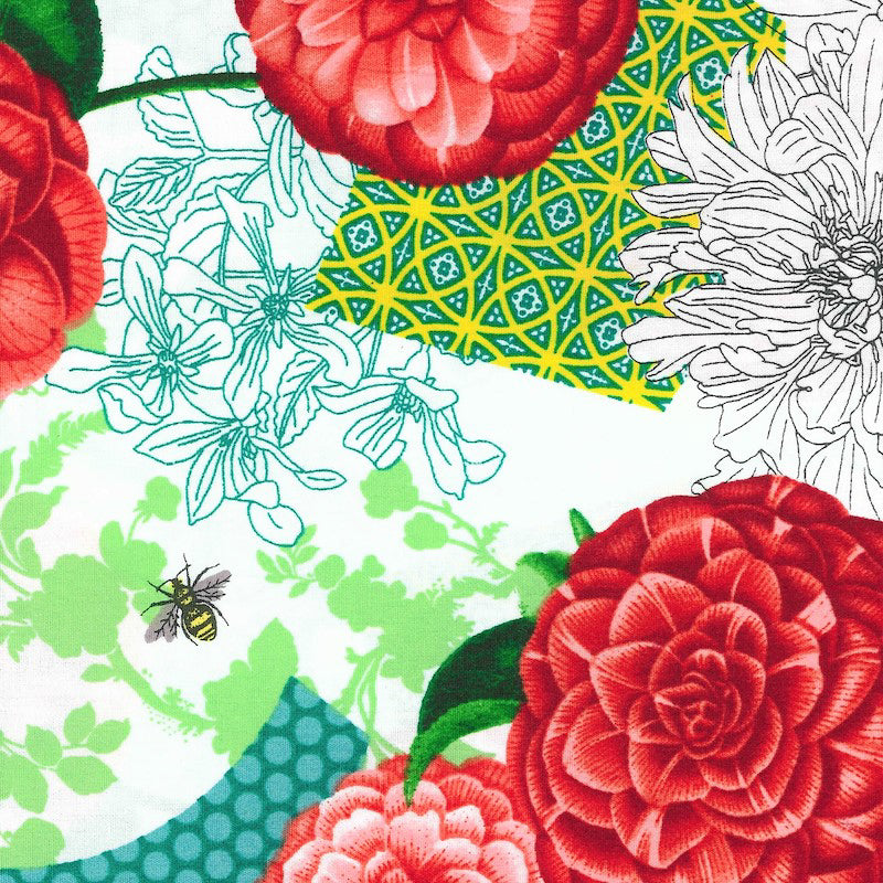 Hoffman California Fabrics Nasturtium Bohemia Bees & Flower Cotton Prints