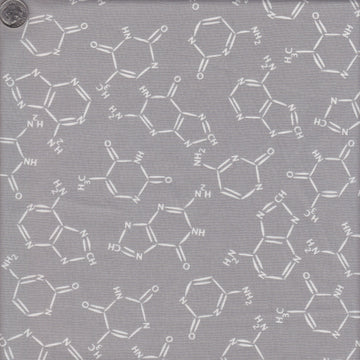 In the Beginning Fabrics Chromatics M.McCulloch Chemical Symbol on Grey Cotton Prints