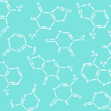 In the Beginning Fabrics Chromatics M.McCulloch Chemical Symbol on Blue Cotton Prints