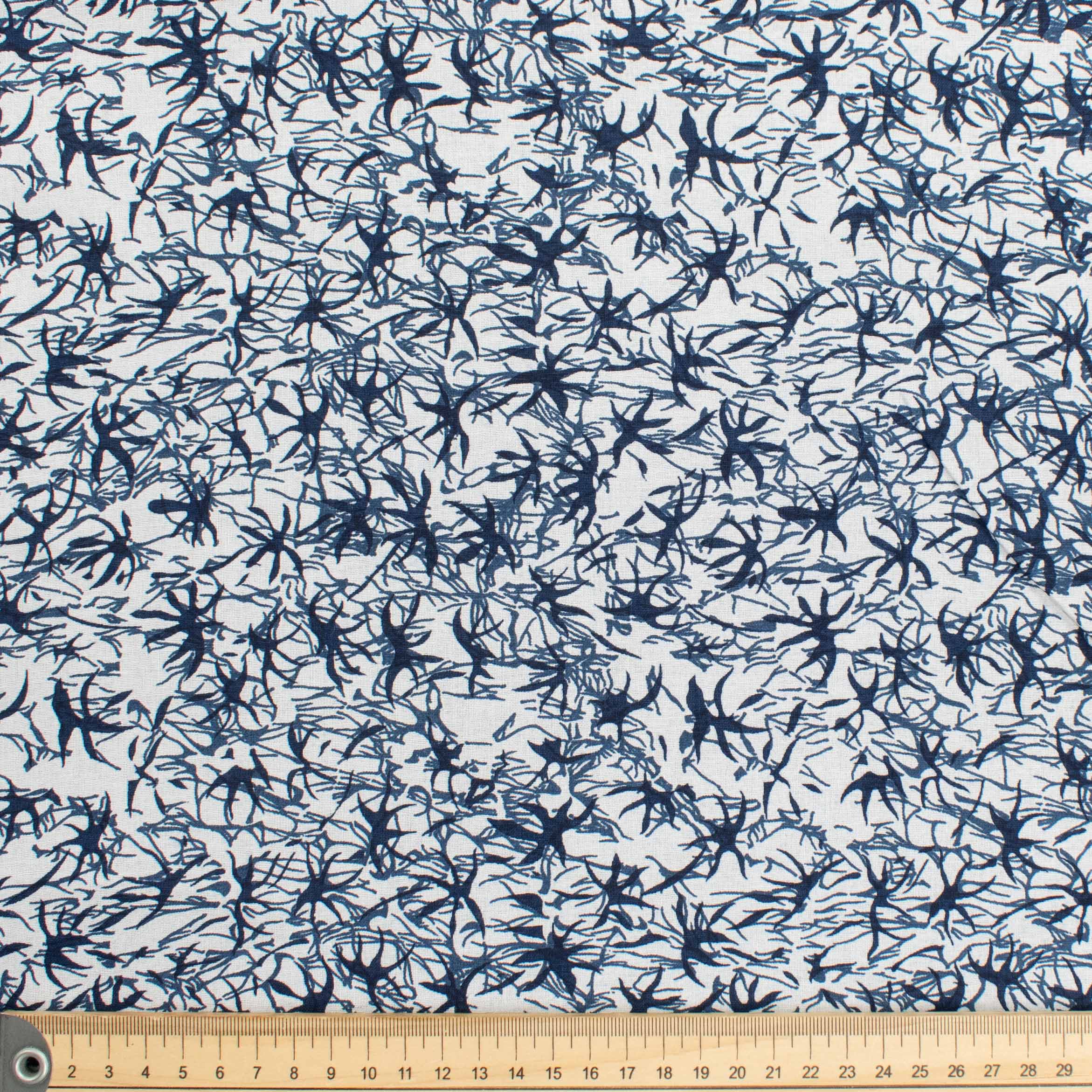 Quilter's Own Indigo Leaf on White Cotton Prints