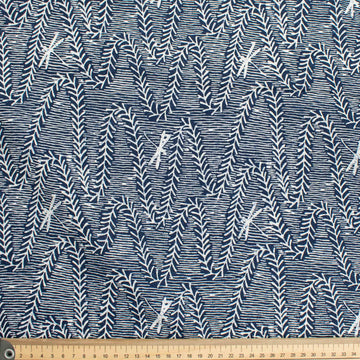 Quilter's Own Indigo Weave Leaf & Fly Dragon Cotton Prints