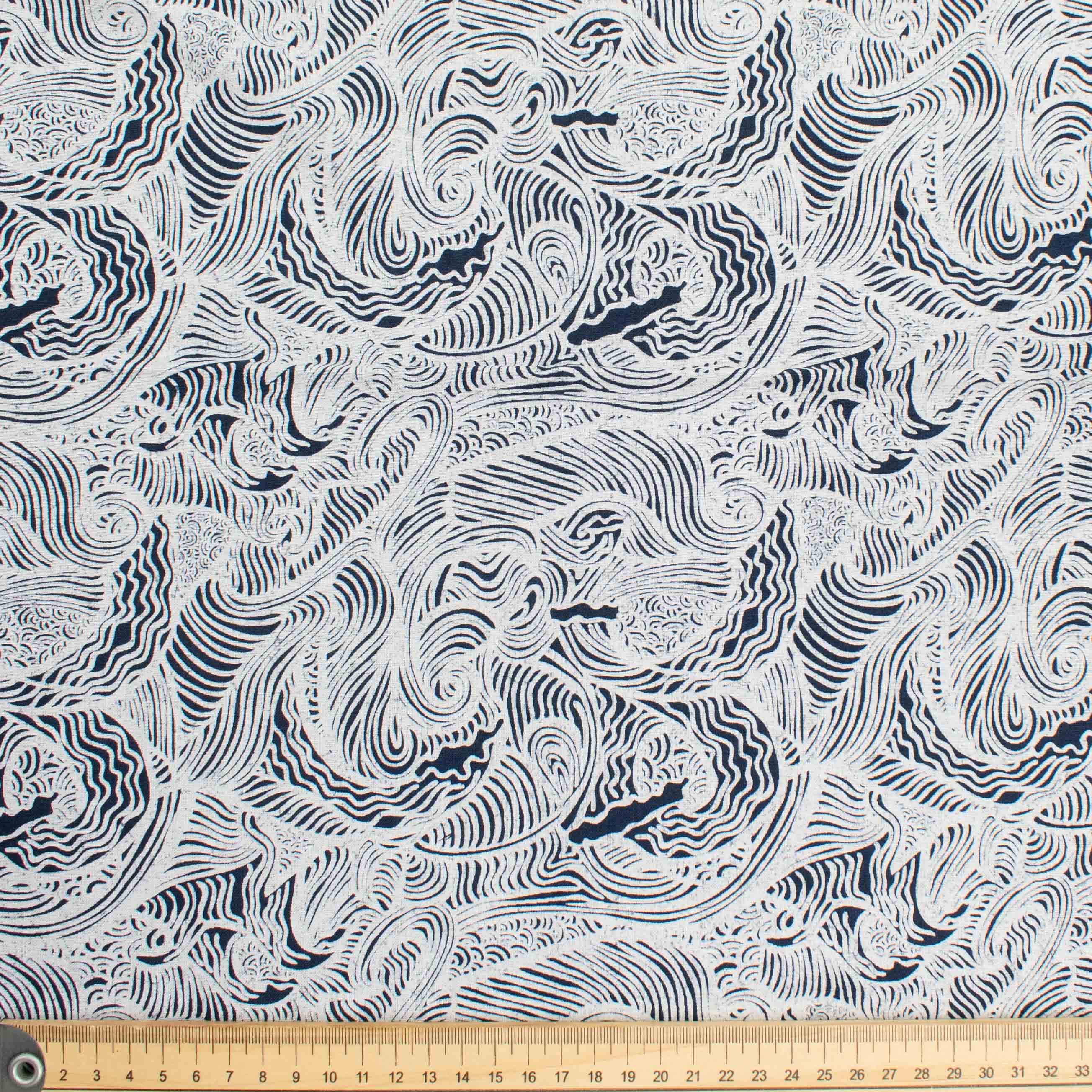 Quilter's Own Indigo Ocean Weave Cotton Prints
