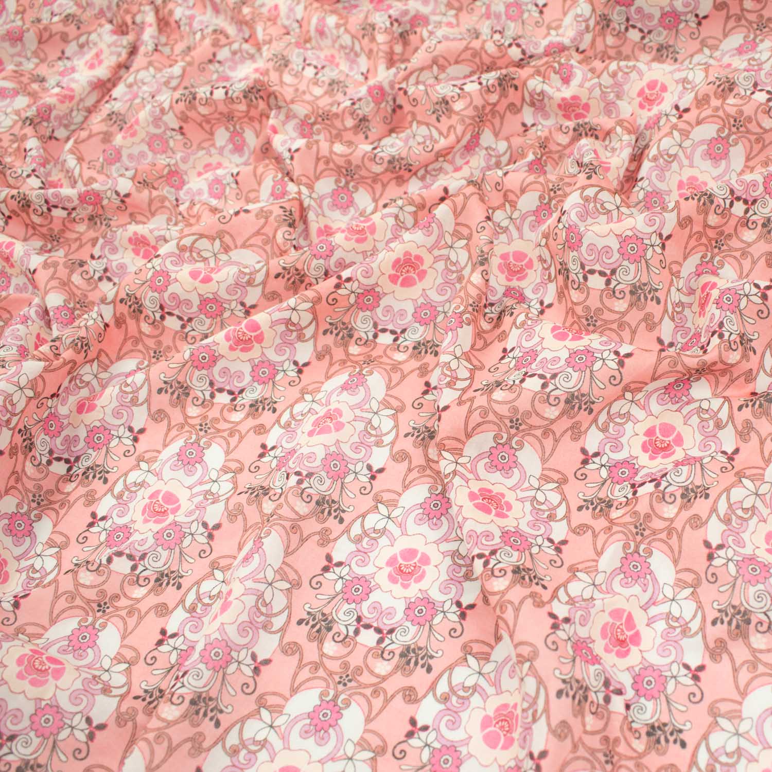 Japanese Pure Cotton Lawn Prints Design-219 Coral Florals