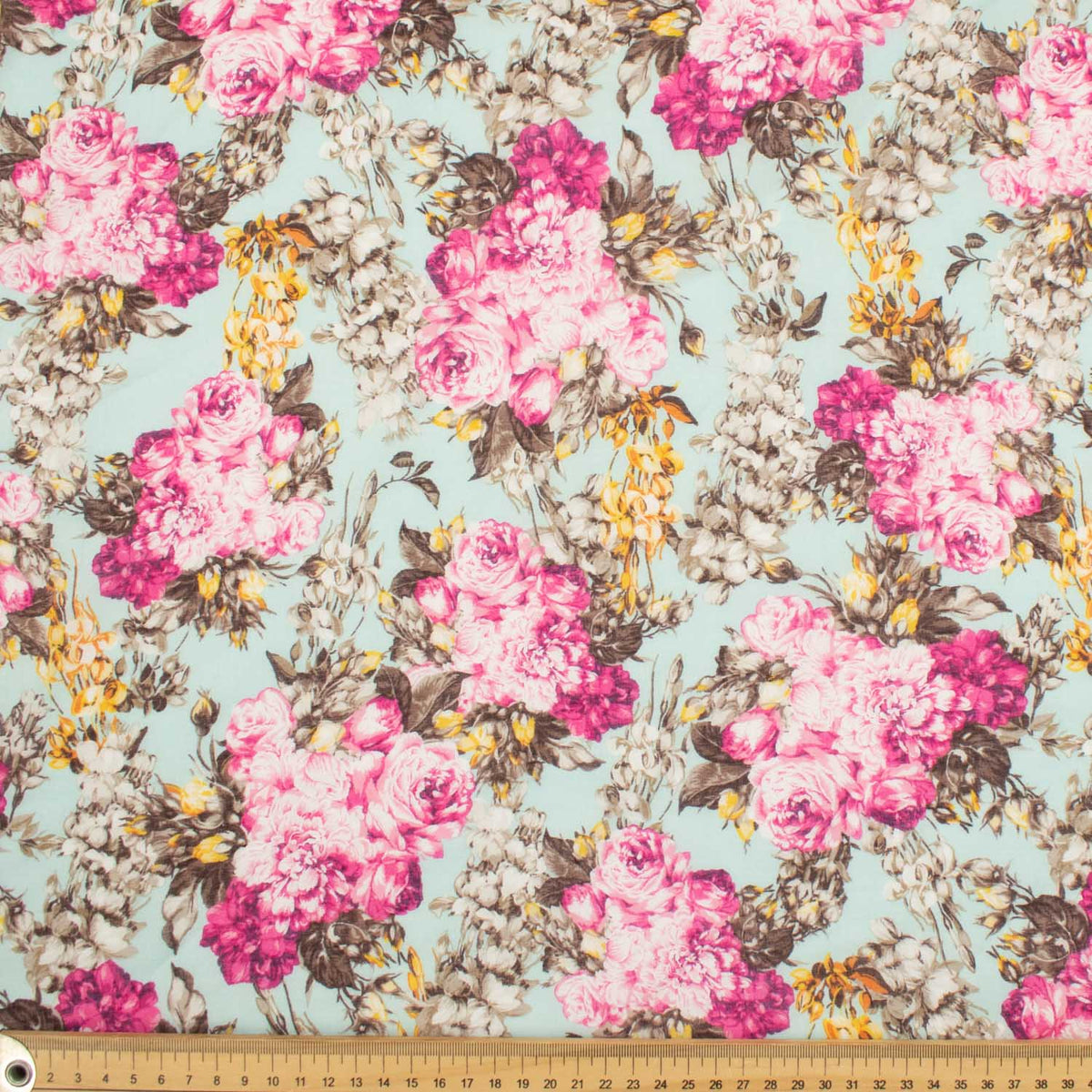 Japanese Pure Cotton Lawn Prints Design-221 Cerise Pink & Grey Florals ...