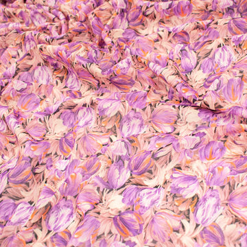 Japanese Pure Cotton Lawn Prints Design-165 Purple & Peach Tulip