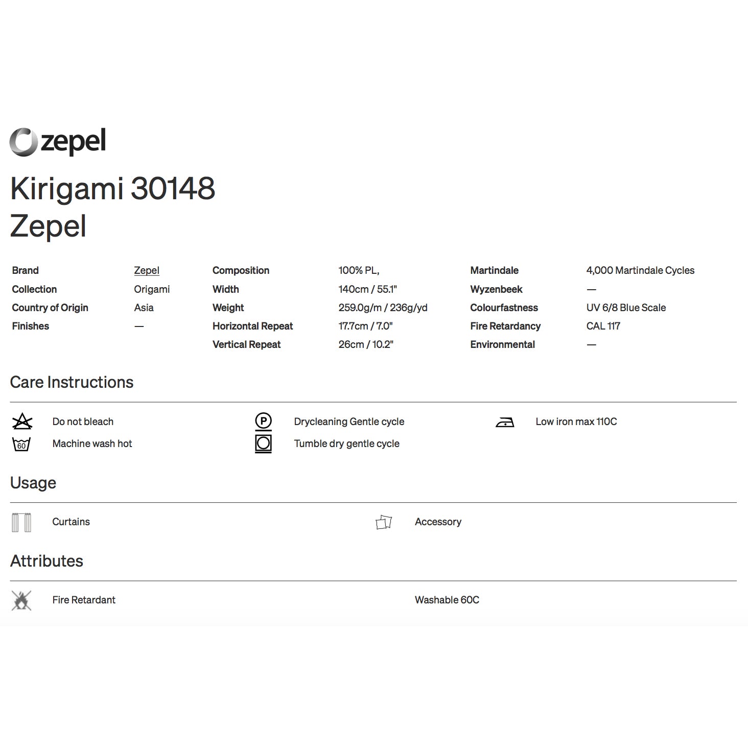 Kirigami by Zepel Curtain Drapery Fabric