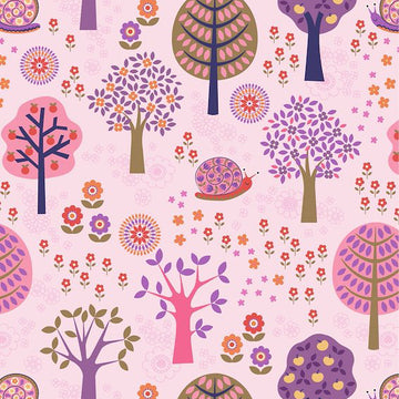 Lewis & Irene Flower Child Groovy Forest On Pink Cotton Prints