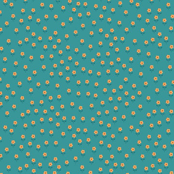 Lewis & Irene Flower Child Little Flowers on Dark Turquoise Cotton Prints