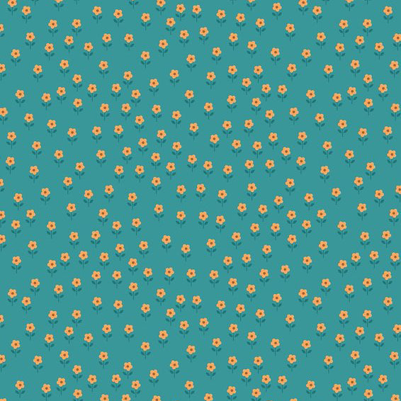 Lewis & Irene Flower Child Little Flowers on Dark Turquoise Cotton Prints