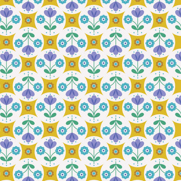 Lewis & Irene Flower Child Fab Floral Circles on Yellow Cotton Prints