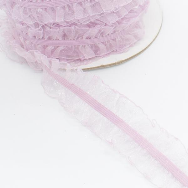 Frilled Organza Elastic Lace Trim 25mm -  Design 2