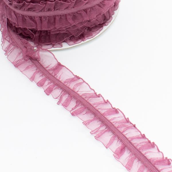 Frilled Organza Elastic Lace Trim 25mm -  Design 2
