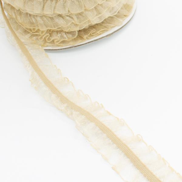 Frilled Organza Elastic Lace Trim 25mm -  Design 2