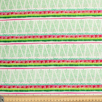 Christmas Collection Christmas Tree & Red Stripes on White Cotton Prints