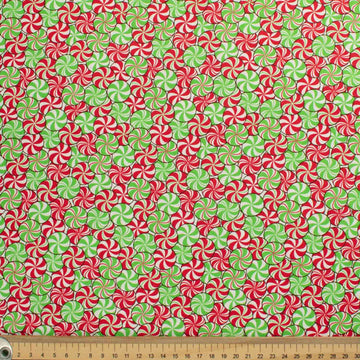 Geometric & Dots Collection Red Windmill Circle Cotton Prints