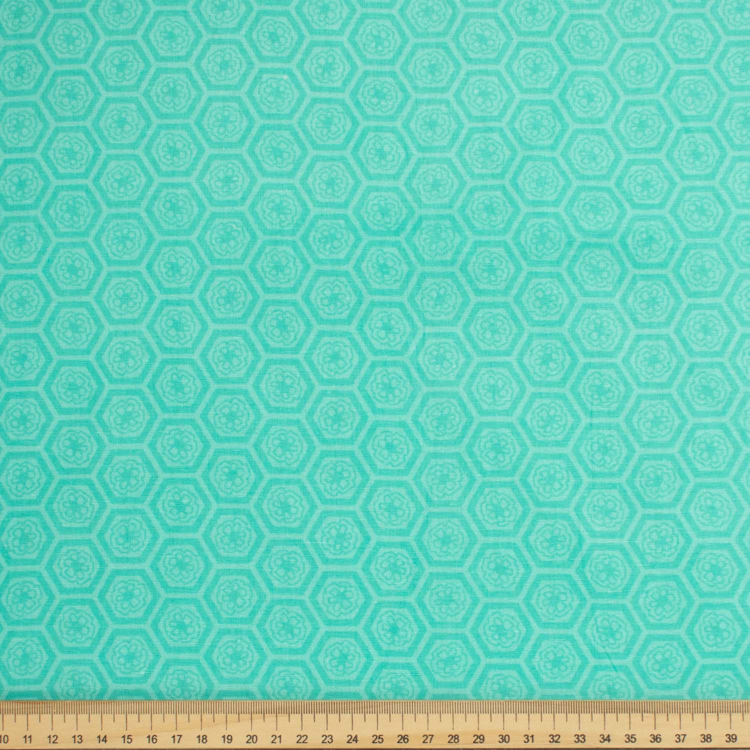 Geometric & Dots Collection Turquoise Floral & Quadrilateral Honeycomb Cotton Prints