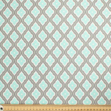 Geometric & Dots Collection Sky Blue Vintage Quadrilateral Honeycomb Cotton Prints
