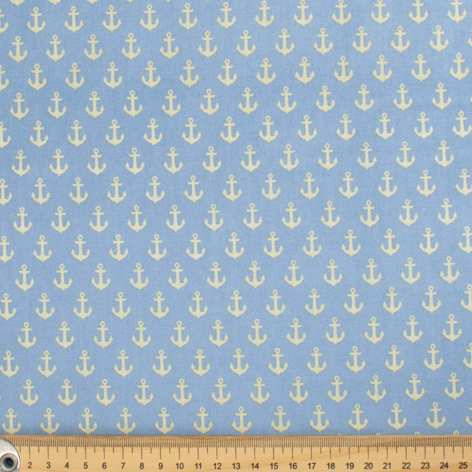 Blue Sea Collection Cream Anchor on Blue Cotton Prints