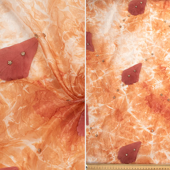 3D Feather Leaf Shaded Organza