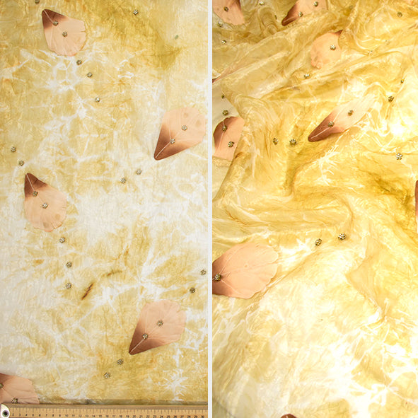 3D Feather Leaf Shaded Organza