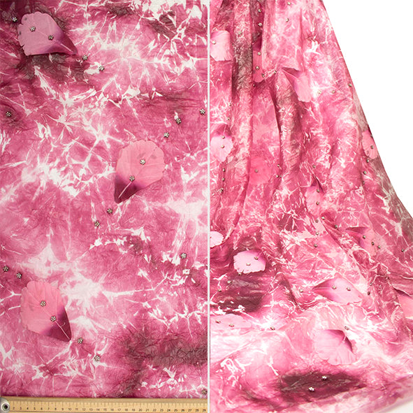 3D Feather Leaf Shaded Organza