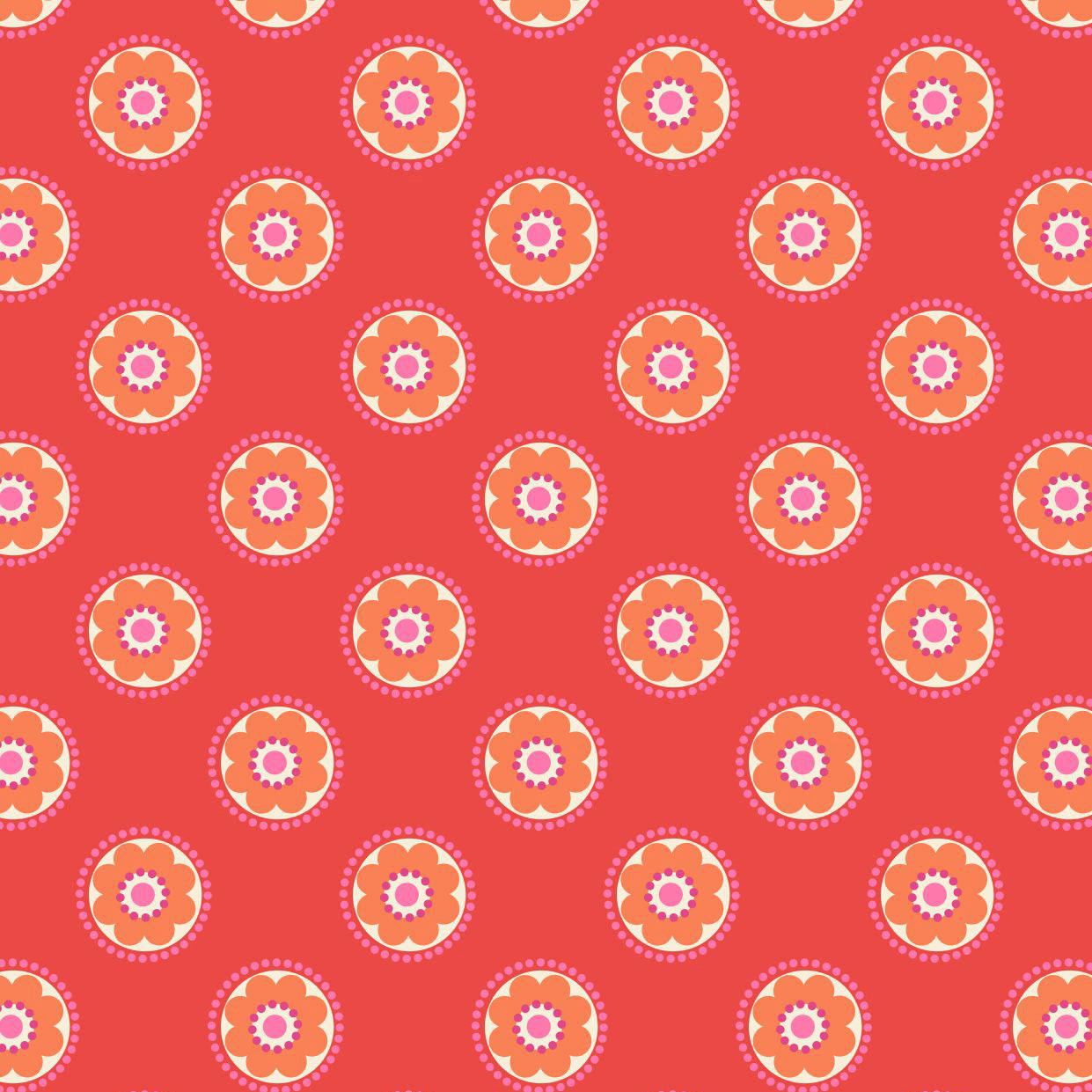Lewis & Irene Flower Child Funky Daisy on Red Cotton Prints