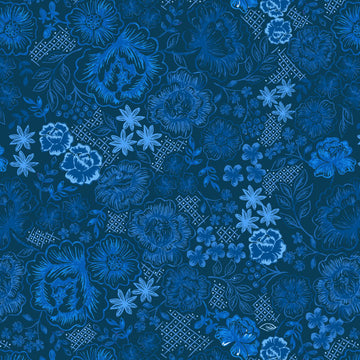 Lewis & Irene Floral on Darkest Blue Cotton Prints