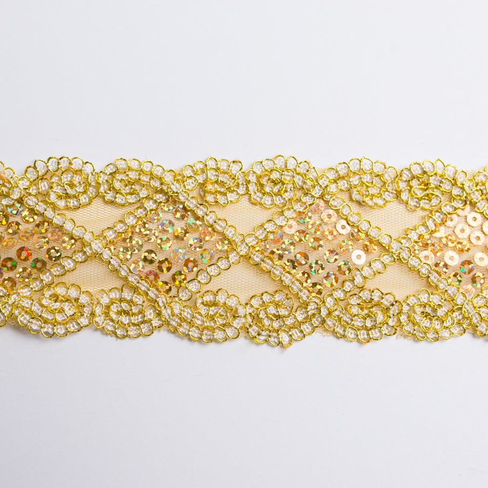 Lurex Organza Embroidered Lace Sequins 60mm