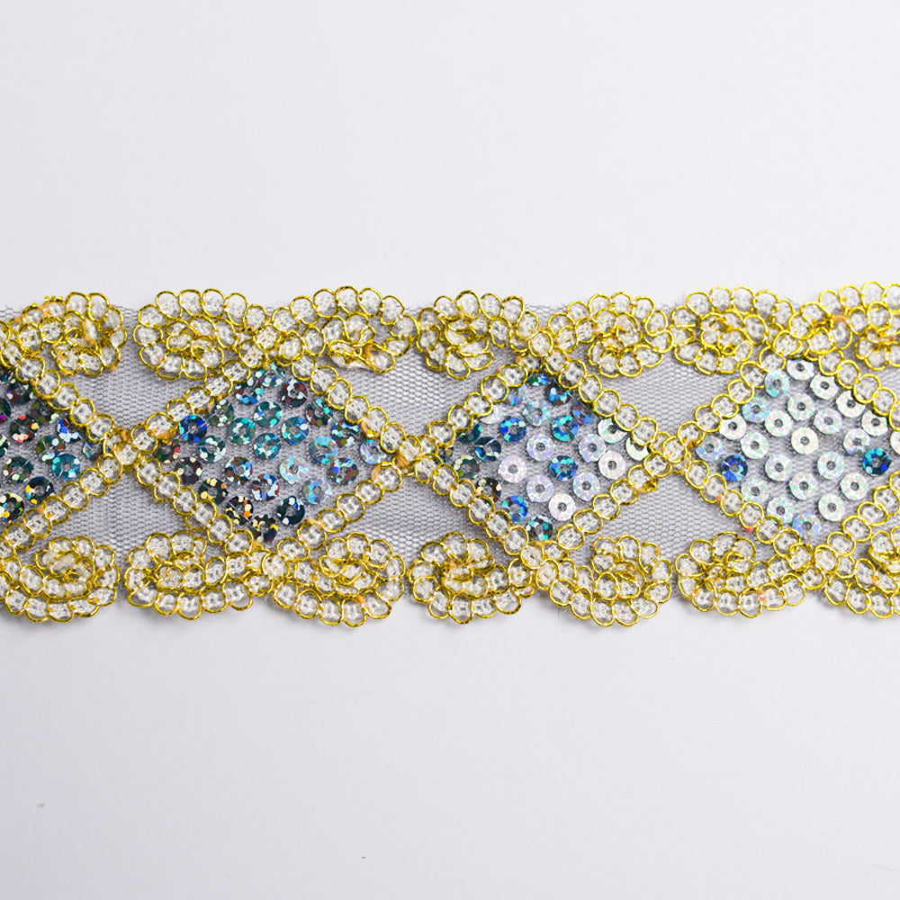 Lurex Organza Embroidered Lace Sequins 60mm