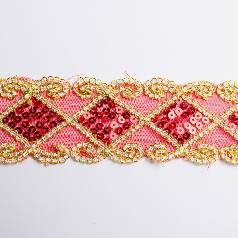 Lurex Organza Embroidered Lace Sequins 60mm