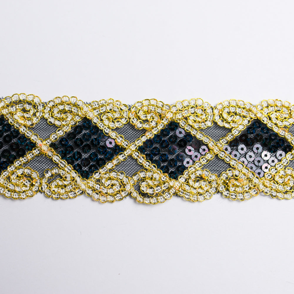 Lurex Organza Embroidered Lace Sequins 60mm