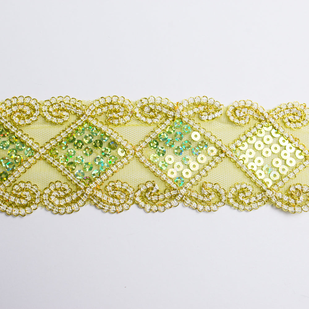 Lurex Organza Embroidered Lace Sequins 60mm