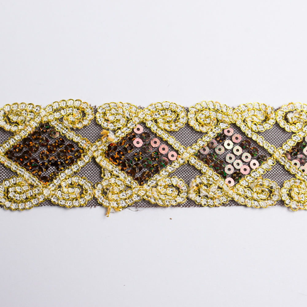 Lurex Organza Embroidered Lace Sequins 60mm