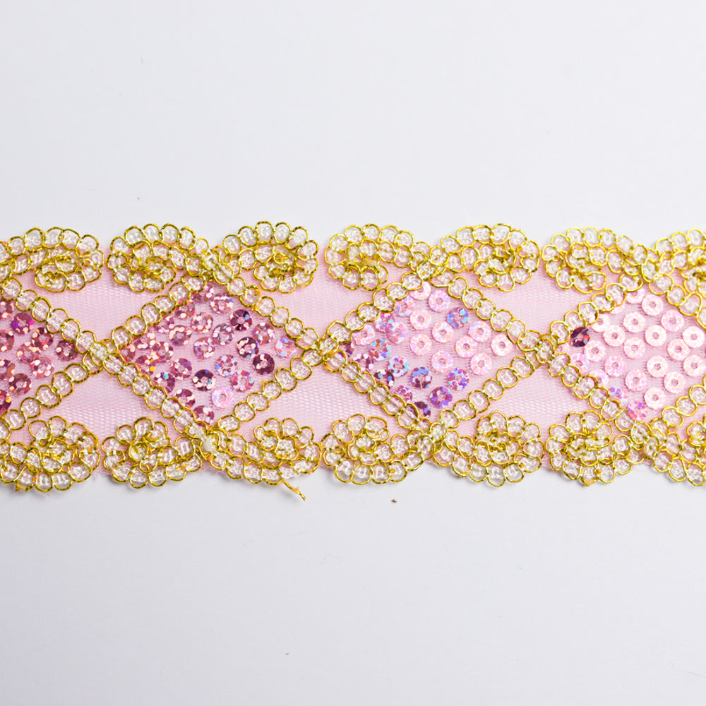 Lurex Organza Embroidered Lace Sequins 60mm