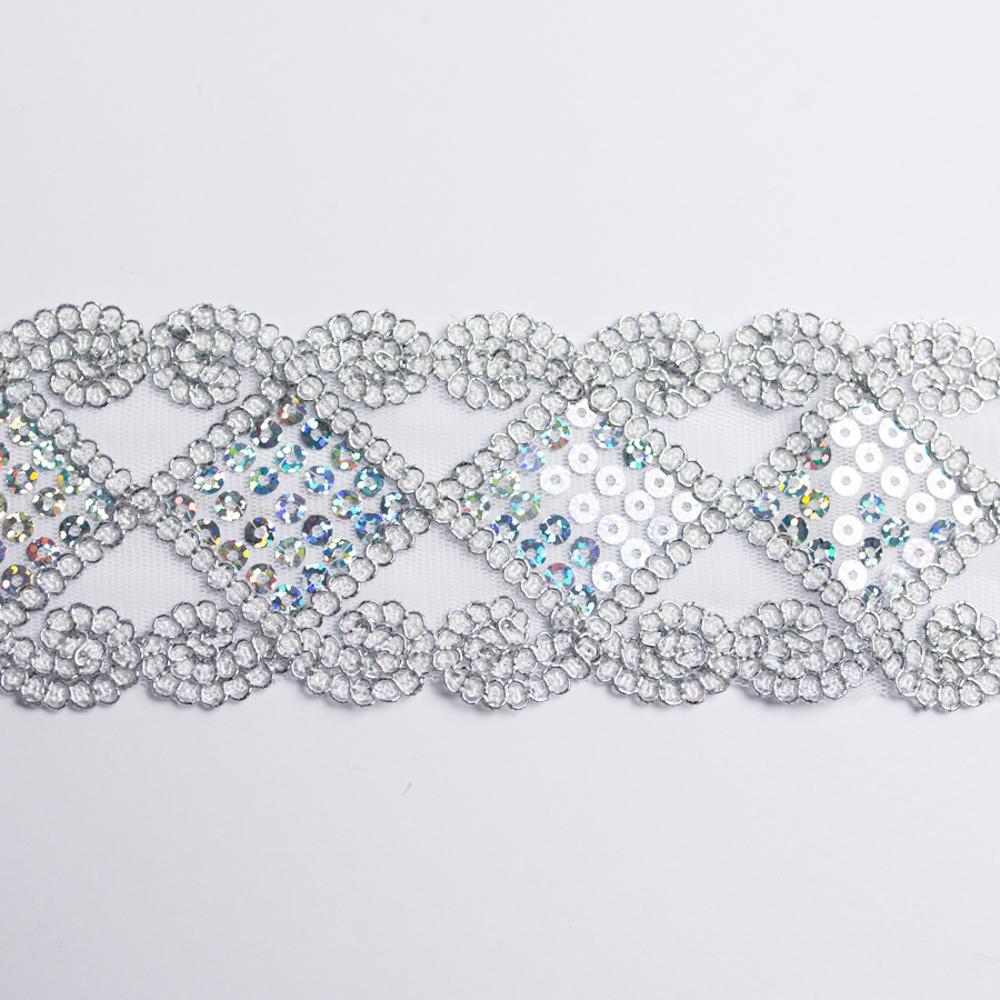 Lurex Organza Embroidered Lace Sequins 60mm