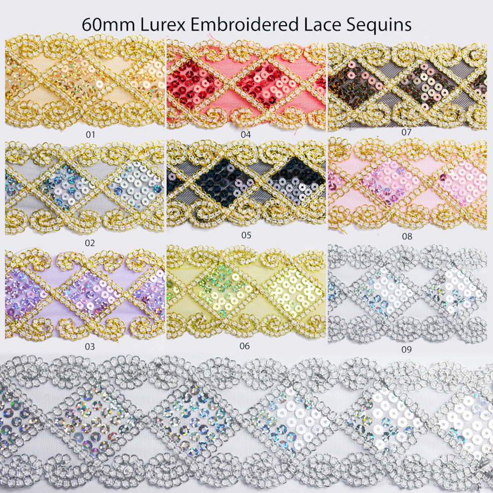 Lurex Organza Embroidered Lace Sequins 60mm