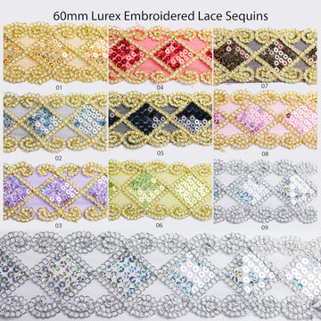 Lurex Organza Embroidered Lace Sequins 60mm