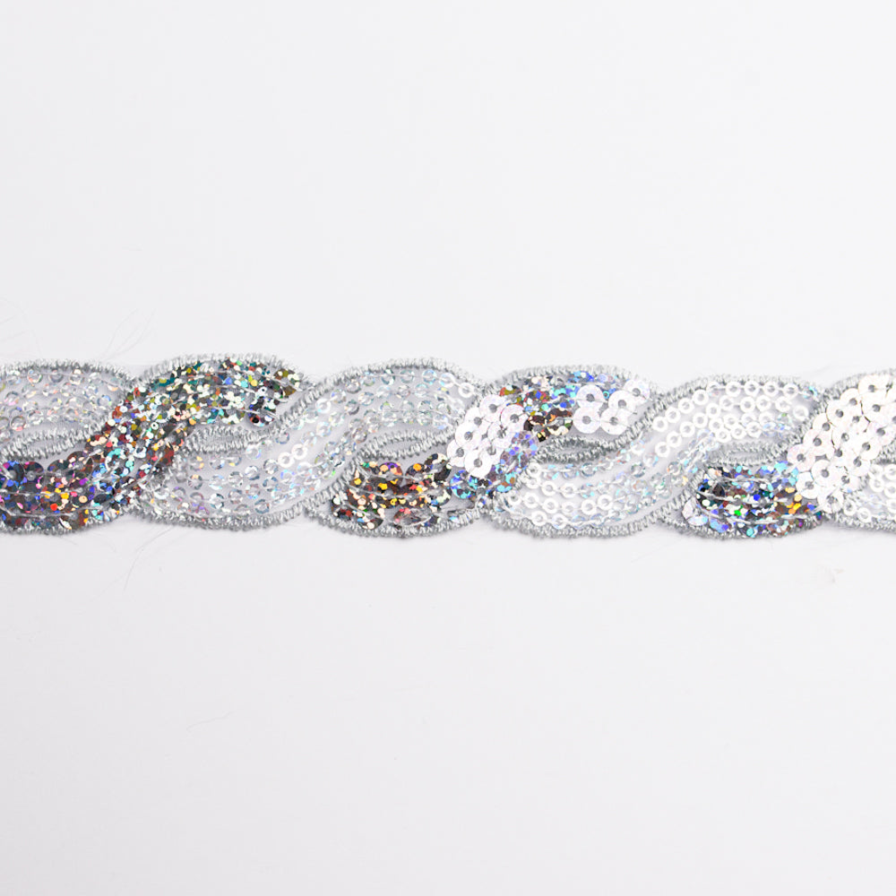 Lurex Organza Embroidered Lace Sequins Ribbon 30mm