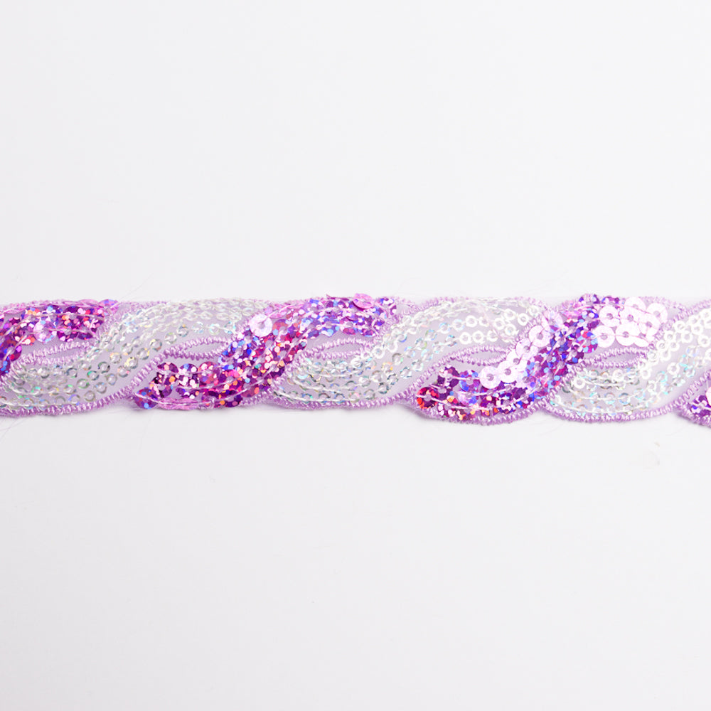 Lurex Organza Embroidered Lace Sequins Ribbon 30mm