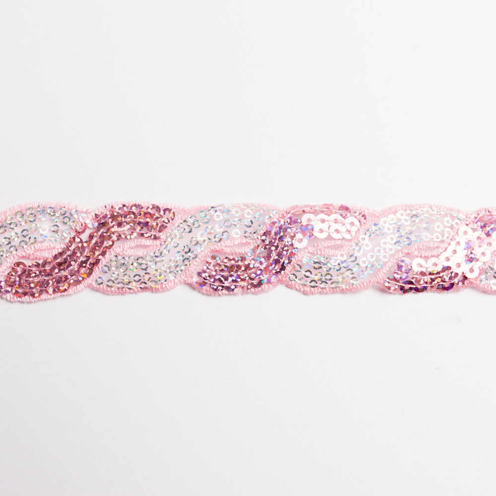 Lurex Organza Embroidered Lace Sequins Ribbon 30mm