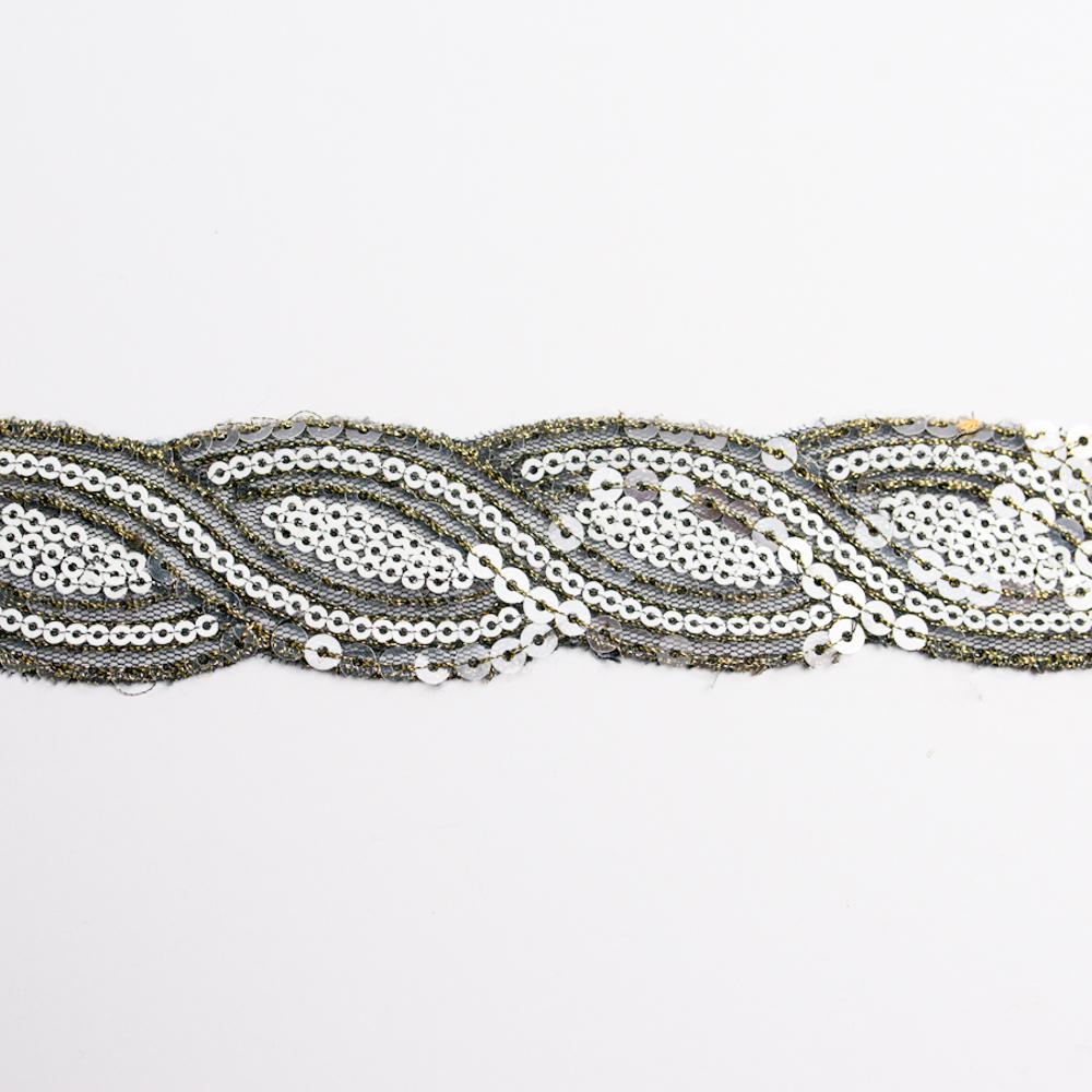 Lurex Organza Embroidered Lace Sequins Ribbon 30mm