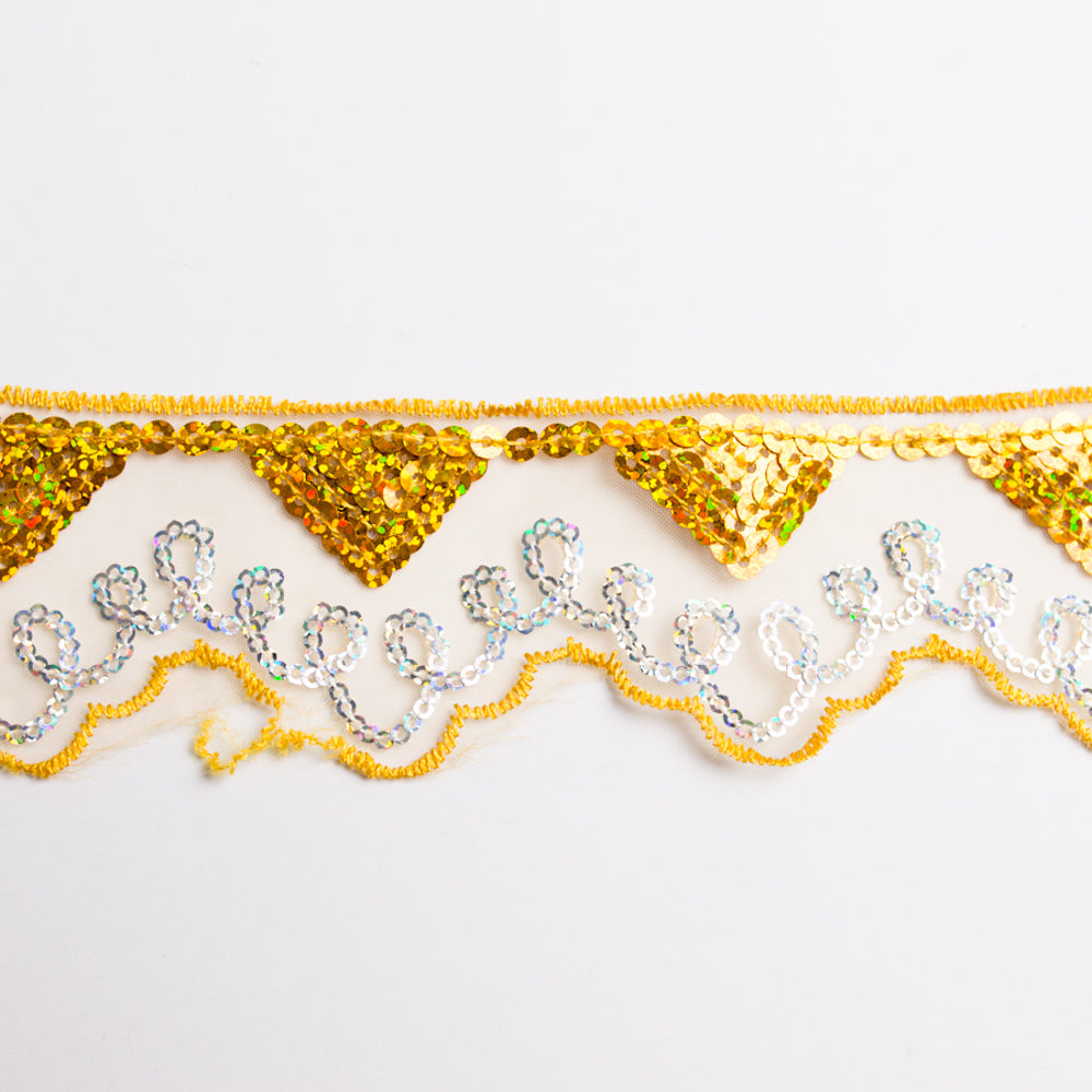 Lurex Organza Embroidered Lace Sequins 60mm