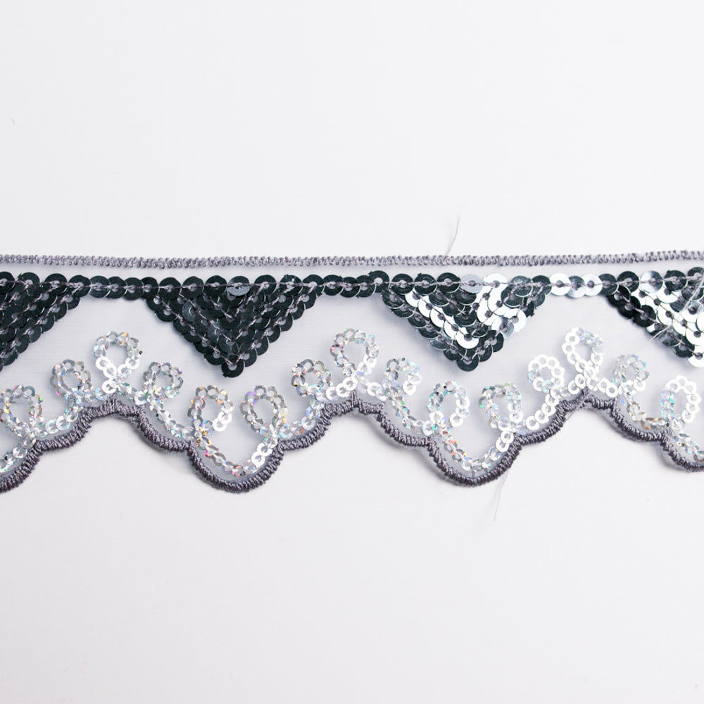Lurex Organza Embroidered Lace Sequins 60mm
