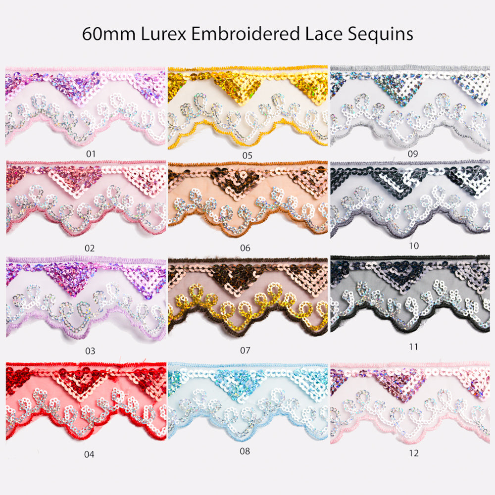 Lurex Organza Embroidered Lace Sequins 60mm