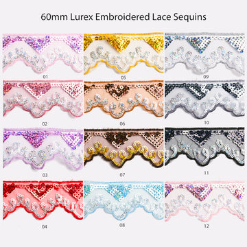 Lurex Organza Embroidered Lace Sequins 60mm