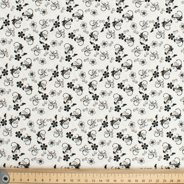 Quilter's Own Black Vine Flutter on White Design-4 Cotton Prints